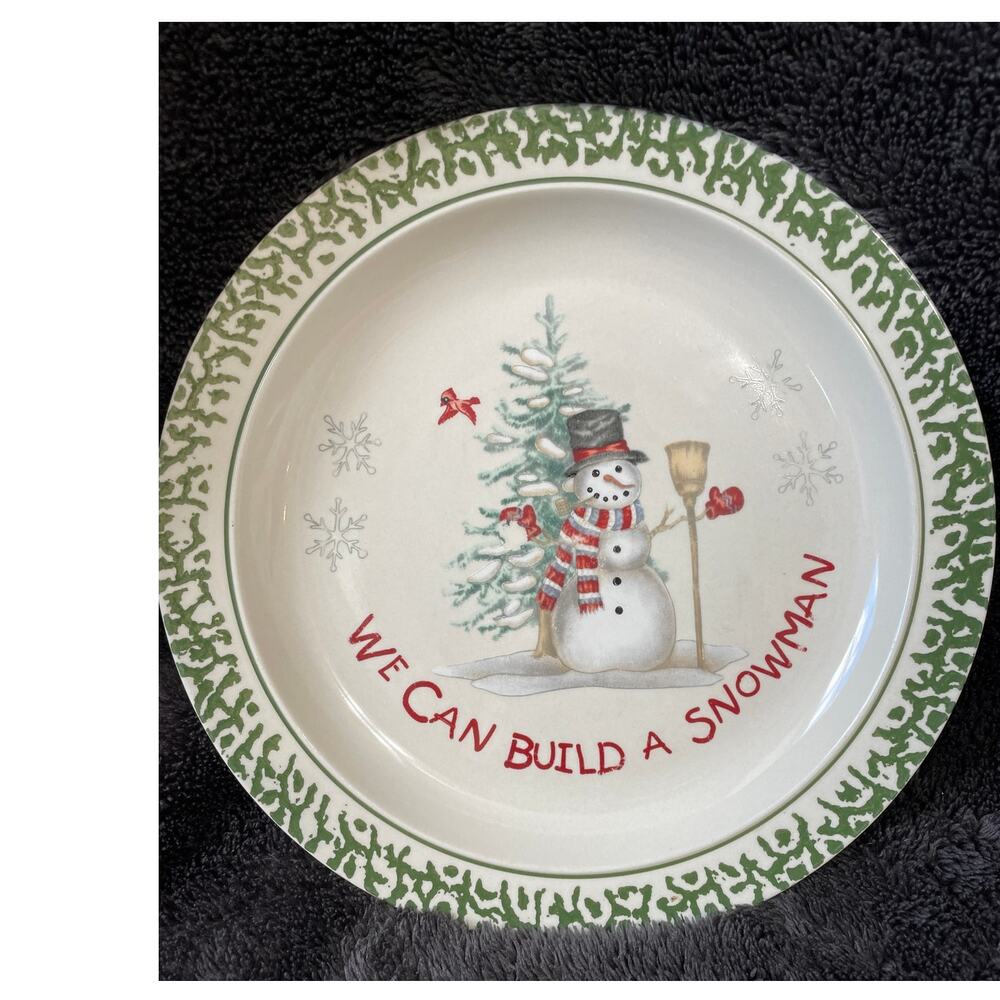 Vtg China Stoneware "We Can Build A Snowman" Dinner Plate Retired